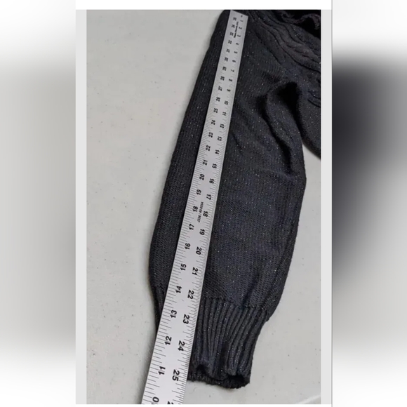 NWT Chaps Cable Knit Pullover Sweater Long Sleeve 1X Black Sparkle - Picture 5 of 10